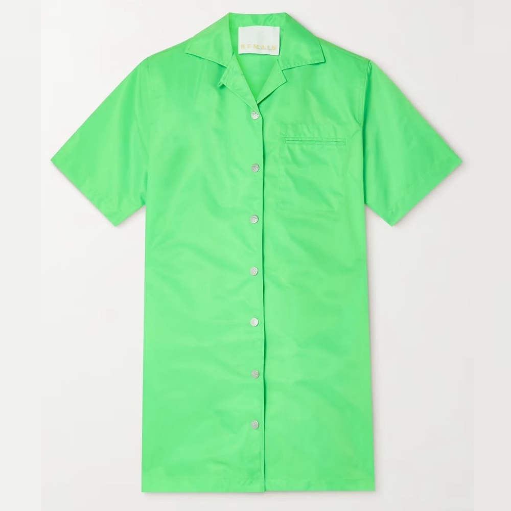 NEW Remain Birger Christensen Green Storm Mini Dress Size 4 Collared Bright NWOT - Picture 3 of 13